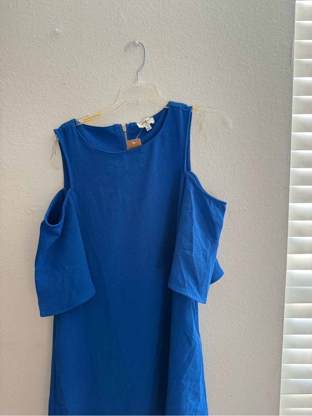 Umgee Royal Blue Cold-Shoulder Asymmetrical Dress